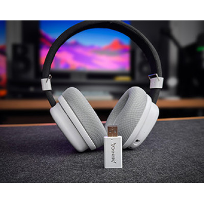 Marvo MONKA ECHO, sluchátka s mikrofonem, bílá, podsvícená, Tri-mode