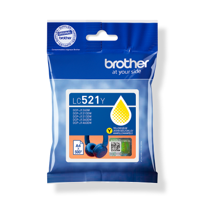 Originální inkoust Brother LC-521Y, žlutý, 500 stran