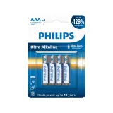 Philips alkalická baterie AAA, 4-pack, Ultra Alkaline, (LR03E4B/10)