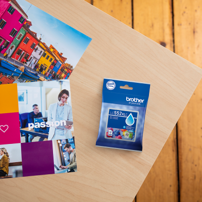 Originální inkoust Brother LC-552XLC, azurový, 1500 stran, XL