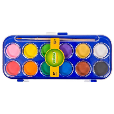 Vodové barvy Cricco, 12 barev + štětec