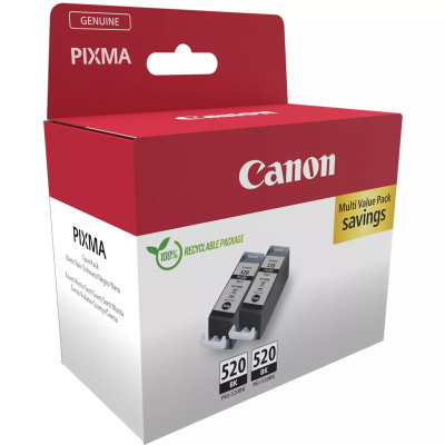 Originální inkoust Canon PGI-520Bk (2932B009, 2932B019), černý, 2 × 19 ml, 2-pack