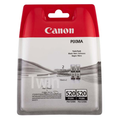 Originální inkoust Canon PGI-520Bk (2932B009, 2932B019), černý, 2 × 19 ml, 2-pack