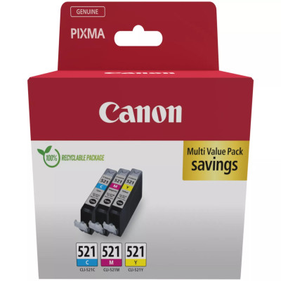 Originální inkoust Canon CLI-521CMY (2934B015, 2934B010), CMY, 3 × 9 ml, 3-pack