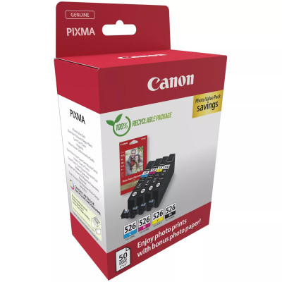 Originální inkoust Canon CLI-526 (4540B019), CMYK, 4-pack +PP-201