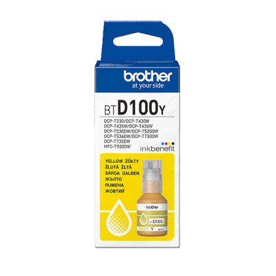 Originální inkoust Brother BT-D100Y, žlutý, 5000 stran (48,8 ml)